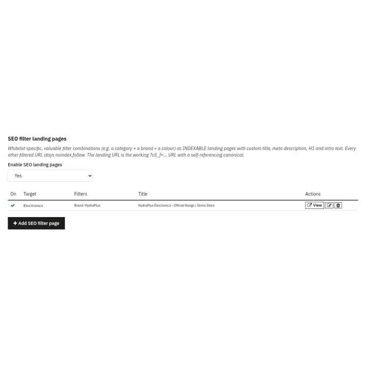 Ricerca Elasticsearch: pagine SEO da combinazioni di filtri