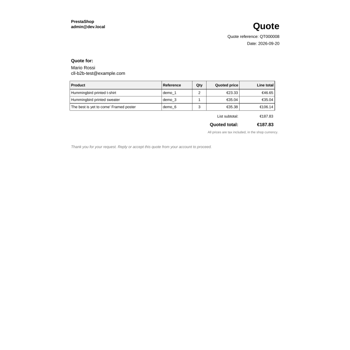 Das Angebots-PDF, tatsaechlich vom Modul erzeugt