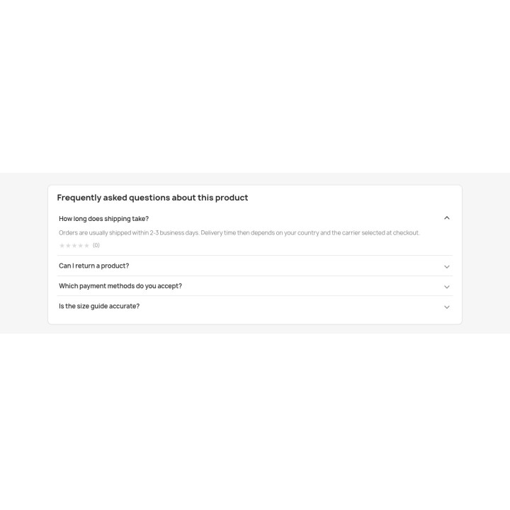Blocco FAQ sul fronte, scheda prodotto
