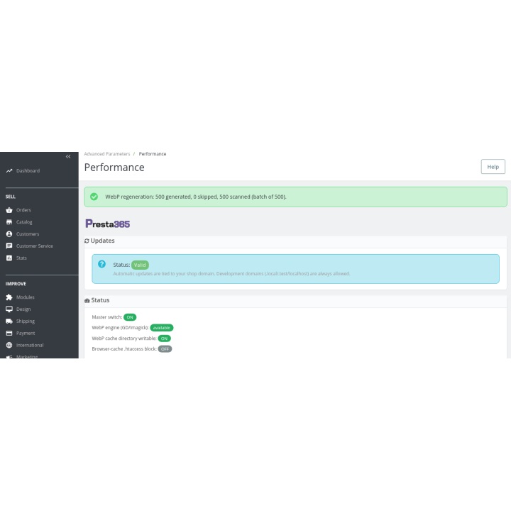 Prestaties voor PrestaShop: WebP, lazy load, minify, cache