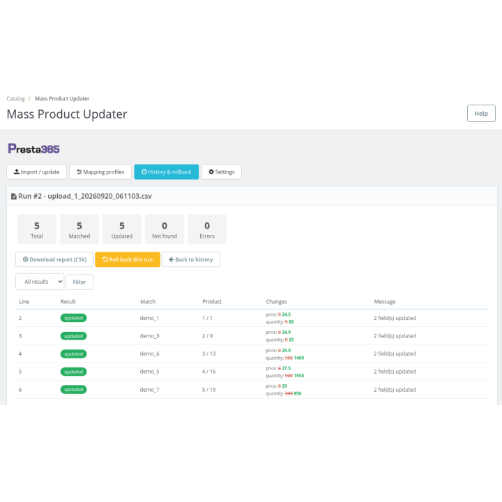 Producten bijwerken via CSV/Excel voor PrestaShop