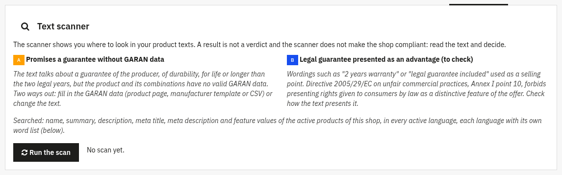 Text scanner tab