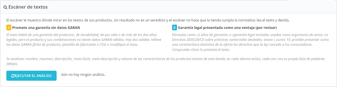 Pestaña Text scanner