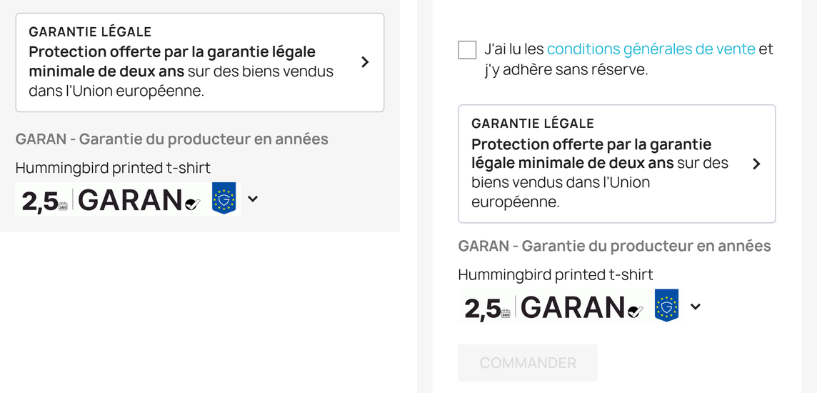 Panier et étape de paiement