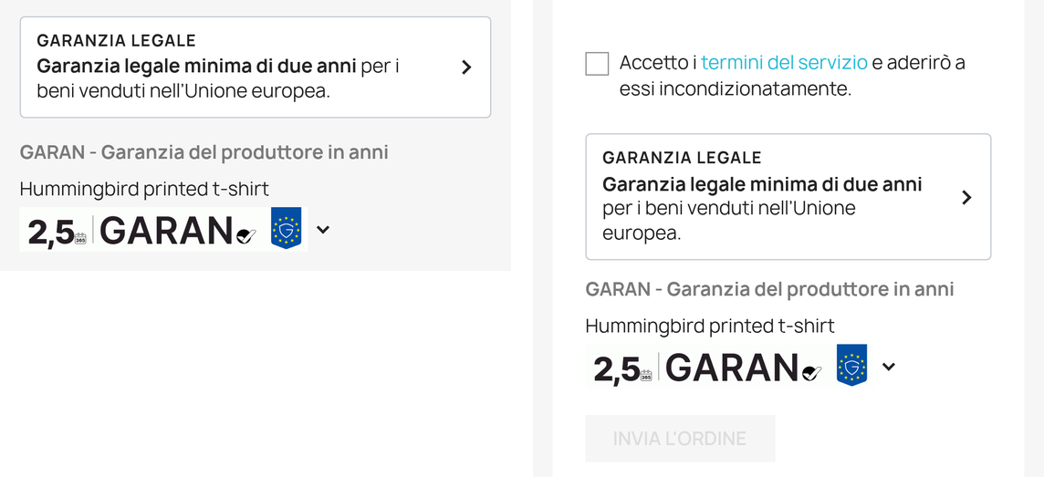 Carrello e passaggio di pagamento