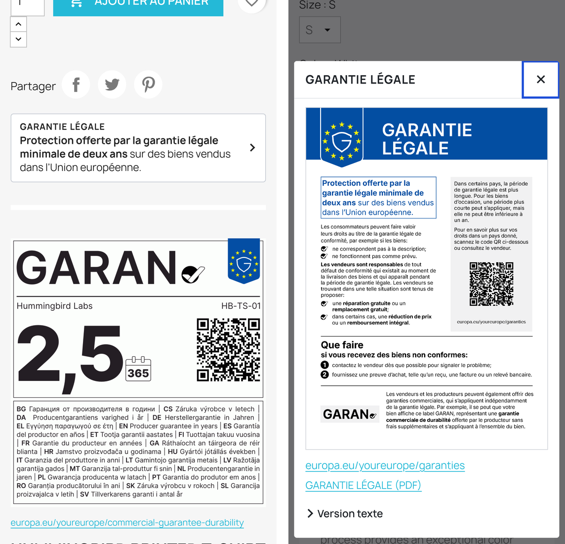 L'avis et le label GARAN sur smartphone