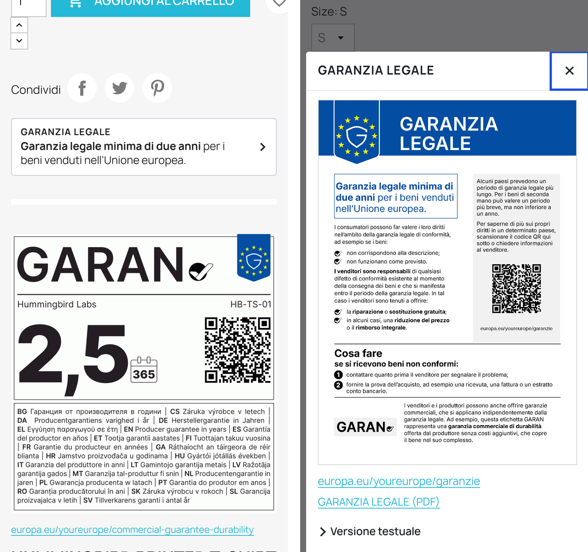 L'avviso e l'etichetta GARAN su smartphone